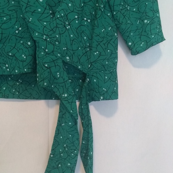 Vintage Retro Green Abstract Ms Paquette Blouse - Picture 3 of 6
